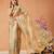 Beige printed tissue traditional saree with blouse piece