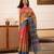 Mustard printed silk cotton ethnic saree with blouse piece