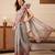 Grey printed silk cotton ethnic saree with blouse piece
