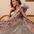 Grey printed silk cotton ethnic saree with blouse piece