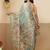 Sea green printed tissue traditional saree with blouse piece