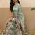Sea green printed tissue traditional saree with blouse piece
