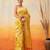 Yellow woven pure cotton ethnic saree with blouse piece