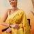 Yellow woven pure cotton ethnic saree with blouse piece