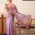 Lavender printed silk cotton ethnic saree with blouse piece