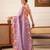 Lavender printed silk cotton ethnic saree with blouse piece