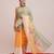Yellow printed cotton blend ethnic saree with blouse piece