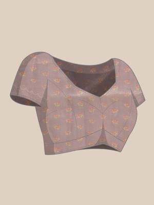 Lavender printed tissue traditional saree with blouse piece 4