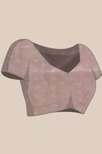 Lavender printed tissue traditional saree with blouse piece