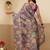 Violet printed tissue traditional saree with blouse piece