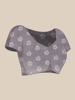Violet printed tissue traditional saree with blouse piece 4