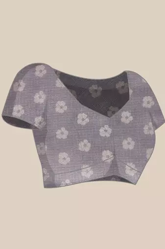 Violet printed tissue traditional saree with blouse piece