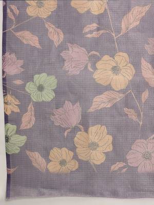 Violet printed tissue traditional saree with blouse piece 5