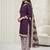 Purple printed cotton blend stitched geometric print salwar kurta dupatta for women