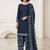 Blue printed cotton blend stitched floral print salwar kurta dupatta for women