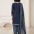 Blue printed cotton blend stitched floral print salwar kurta dupatta for women