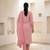 Pink printed cotton blend stitched geometric print salwar kurta dupatta for women