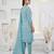 Blue printed cotton blend stitched geometric print salwar kurta dupatta for women