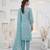 Blue printed cotton blend stitched geometric print salwar kurta dupatta for women