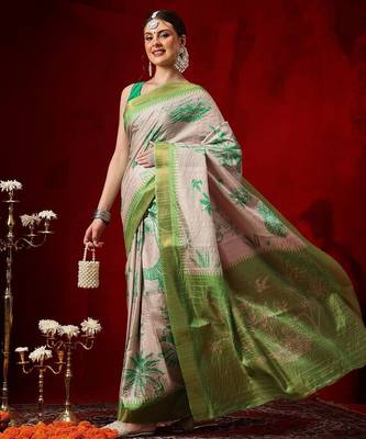 Mauve printed art silk ethnic saree with blouse piece 2