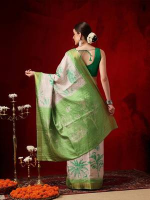 Mauve printed art silk ethnic saree with blouse piece 3