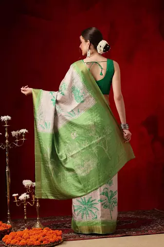 Mauve printed art silk ethnic saree with blouse piece