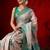 Beige printed art silk ethnic saree with blouse piece