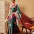 Teal printed tissue traditional saree with blouse piece