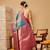 Teal printed tissue traditional saree with blouse piece