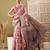 Pink printed cotton blend ethnic saree with blouse piece