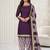 Purple printed cotton blend stitched geometric print salwar kurta dupatta for women