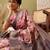 Pink printed cotton blend ethnic saree with blouse piece