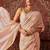 Pink printed cotton blend ethnic saree with blouse piece