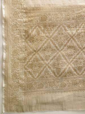 off white woven tissue saree with blouse 5
