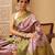 Pink printed tissue traditional saree with blouse piece