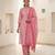 Pink printed cotton blend stitched geometric print salwar kurta dupatta for women