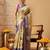 Beige printed tissue traditional saree with blouse piece
