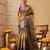 Olive printed tissue traditional saree with blouse piece