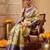 Beige printed tissue traditional saree with blouse piece