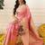 Pink woven art silk traditional saree with blouse piece