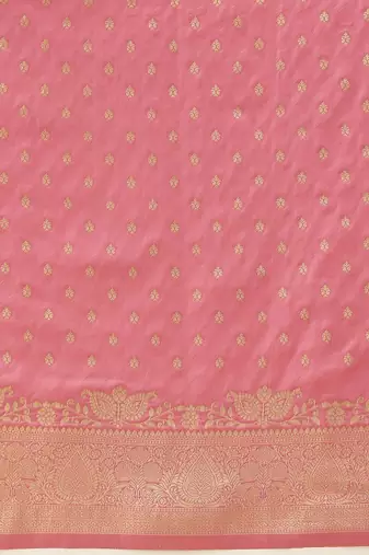 Pink woven art silk traditional saree with blouse piece