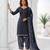 Blue printed cotton blend stitched geometric print salwar kurta dupatta for women