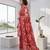 Red printed cotton blend stitched floral print salwar kurta dupatta for women