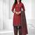 Maroon printed cotton blend stitched geometric print salwar kurta dupatta for women