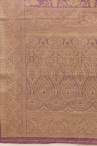 Purple woven art silk traditional saree with blouse piece