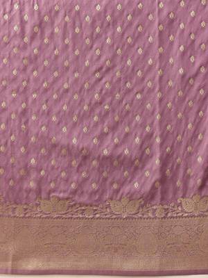 Purple woven art silk traditional saree with blouse piece 5