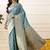 Turquoise woven art silk traditional saree with blouse piece