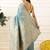 Teal woven art silk traditional saree with blouse piece