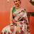 Beige printed silk blend ethnic saree with blouse piece
