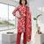 Red printed cotton blend stitched floral print salwar kurta dupatta for women